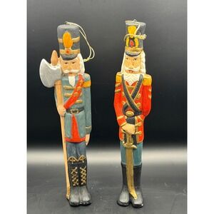 Vintage Christmas Nutcracker Soldier Ornaments Set Holiday Decor 8" Hand Painted
